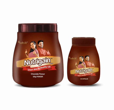 Nutrigain Plus Powder & Capsules - Ayurvedic Weight Gain Boost  – 60 Capsules